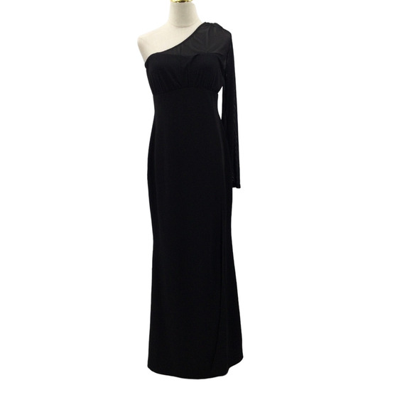 LULU'S SZ L Stunning Essence Black Mesh One-Shoulder Mermaid Maxi Dress B56 - Picture 2 of 9